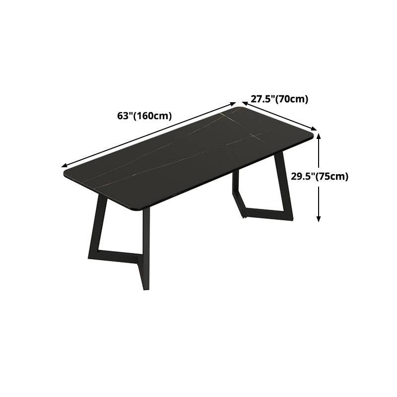 Industrial Style Dining Table Black Sintered Stone Dining Table with Metal Base Clearhalo ' dining_table' 'Dining Tables & Seating' 'Dining Tables' 'furn' 'furn_dining_table' 'Furniture' 'furniture_dining_table' 'Kitchen & Dining Furniture' 'kitchen&dining_furn' 'kitchen' 'kitchen_dining_table' 4665898