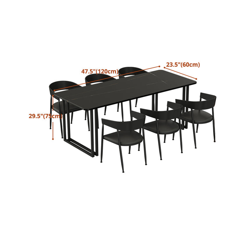 Industrial Style Dining Table Black Sintered Stone Dining Table with Metal Base Clearhalo ' dining_table' 'Dining Tables & Seating' 'Dining Tables' 'furn' 'furn_dining_table' 'Furniture' 'furniture_dining_table' 'Kitchen & Dining Furniture' 'kitchen&dining_furn' 'kitchen' 'kitchen_dining_table' 4665900