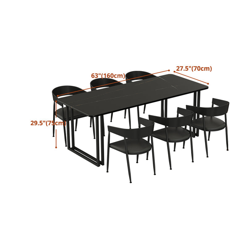 Industrial Style Dining Table Black Sintered Stone Dining Table with Metal Base Clearhalo ' dining_table' 'Dining Tables & Seating' 'Dining Tables' 'furn' 'furn_dining_table' 'Furniture' 'furniture_dining_table' 'Kitchen & Dining Furniture' 'kitchen&dining_furn' 'kitchen' 'kitchen_dining_table' 4665901