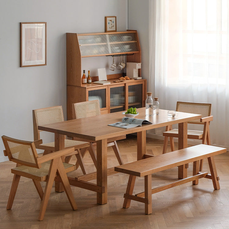 Pine Wood Dining Table Modern Rectangle Table with Trestle Base 78.7"L x 31.5"W x 29.5"H Without Chairs Clearhalo ' dining_table' 'Dining Tables & Seating' 'Dining Tables' 'furn' 'furn_dining_table' 'Furniture' 'furniture_dining_table' 'Kitchen & Dining Furniture' 'kitchen&dining_furn' 'kitchen' 'kitchen_dining_table' 4665904