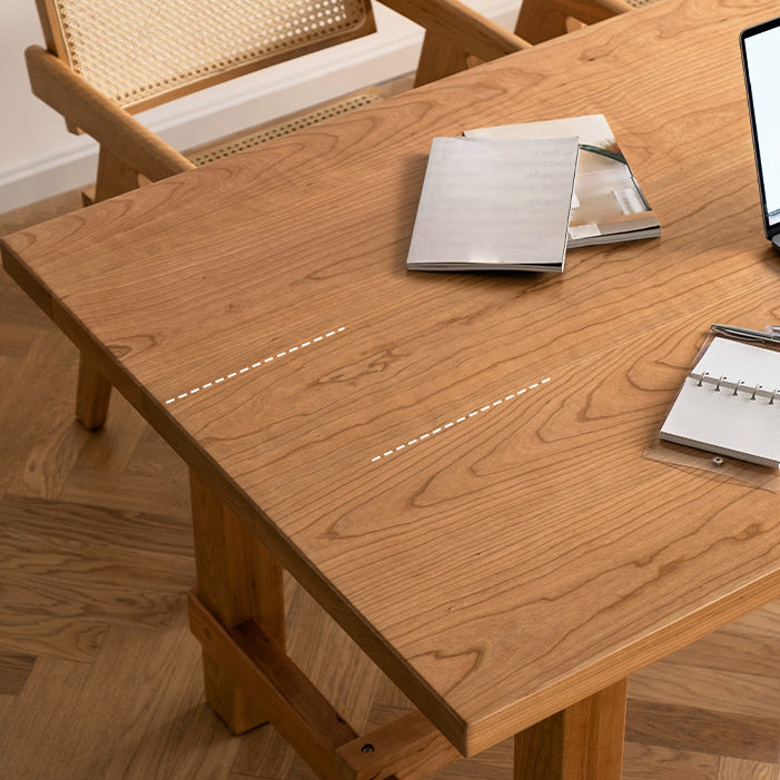 Pine Wood Dining Table Modern Rectangle Table with Trestle Base Clearhalo ' dining_table' 'Dining Tables & Seating' 'Dining Tables' 'furn' 'furn_dining_table' 'Furniture' 'furniture_dining_table' 'Kitchen & Dining Furniture' 'kitchen&dining_furn' 'kitchen' 'kitchen_dining_table' 4665908