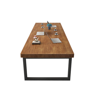 Pine Wood Top Dining Table Industrial Dining Table with Sled Base Without Chairs Clearhalo ' dining_table' 'Dining Tables & Seating' 'Dining Tables' 'furn' 'furn_dining_table' 'Furniture' 'furniture_dining_table' 'Kitchen & Dining Furniture' 'kitchen&dining_furn' 'kitchen' 'kitchen_dining_table' 4665918