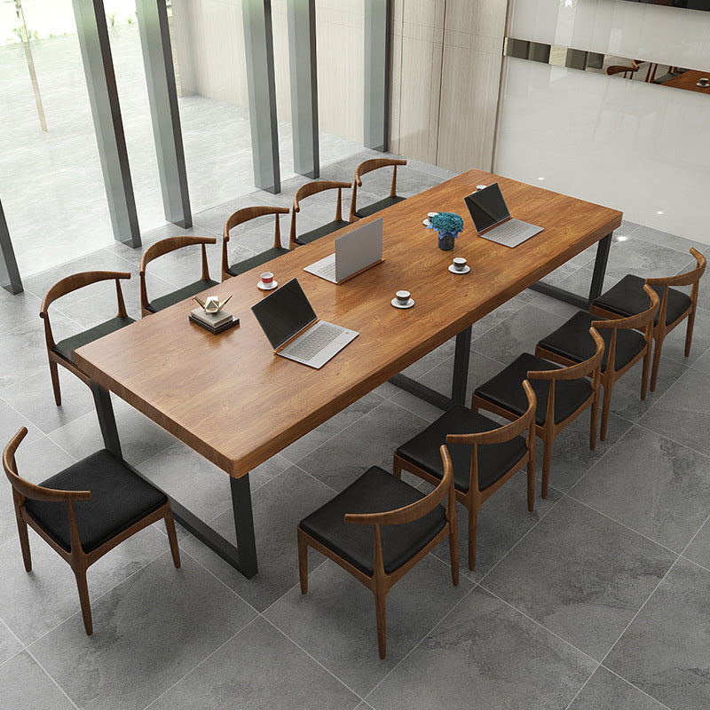 Pine Wood Top Dining Table Industrial Dining Table with Sled Base Clearhalo ' dining_table' 'Dining Tables & Seating' 'Dining Tables' 'furn' 'furn_dining_table' 'Furniture' 'furniture_dining_table' 'Kitchen & Dining Furniture' 'kitchen&dining_furn' 'kitchen' 'kitchen_dining_table' 4665919