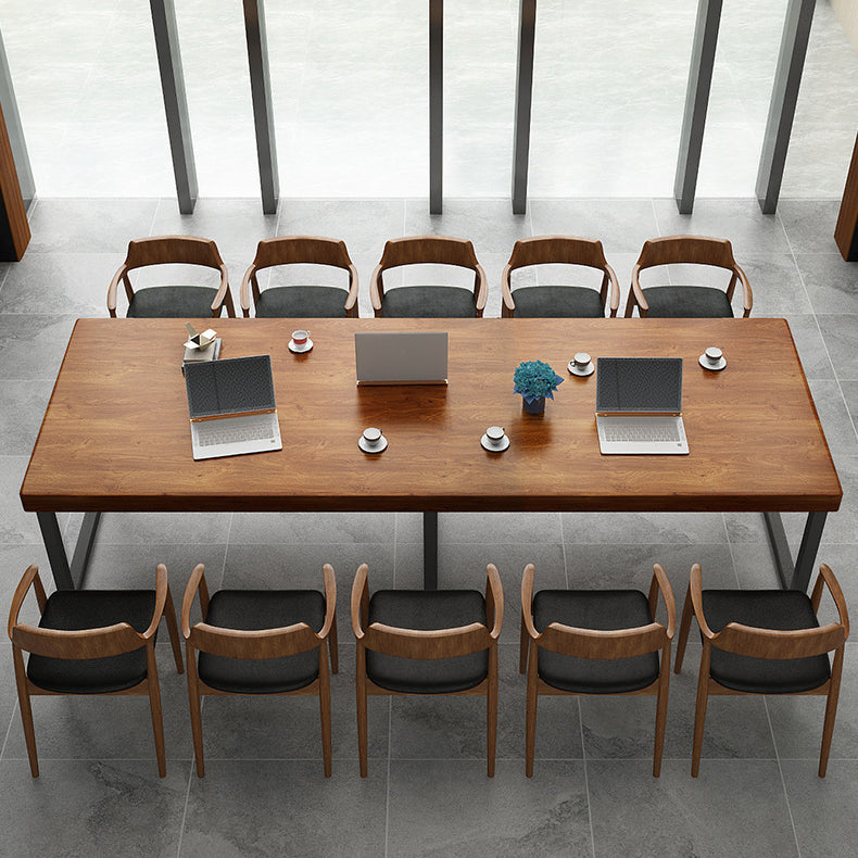 Pine Wood Top Dining Table Industrial Dining Table with Sled Base Clearhalo ' dining_table' 'Dining Tables & Seating' 'Dining Tables' 'furn' 'furn_dining_table' 'Furniture' 'furniture_dining_table' 'Kitchen & Dining Furniture' 'kitchen&dining_furn' 'kitchen' 'kitchen_dining_table' 4665921