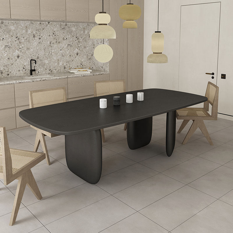 Modern Solid Wood Table for Restaurant Rectangle Dining Table with 3 Legs Black 63"L x 27.6"W x 29.5"H Without Chairs Clearhalo ' dining_table' 'Dining Tables & Seating' 'Dining Tables' 'furn' 'furn_dining_table' 'Furniture' 'furniture_dining_table' 'Kitchen & Dining Furniture' 'kitchen&dining_furn' 'kitchen' 'kitchen_dining_table' 4665940