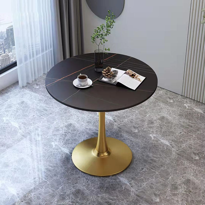 Traditional Luxury Rounded Dining Table Stone and Metal Tulip Dining Table Black Gold Clearhalo ' dining_table' 'Dining Tables & Seating' 'Dining Tables' 'furn' 'furn_dining_table' 'Furniture' 'furniture_dining_table' 'Kitchen & Dining Furniture' 'kitchen&dining_furn' 'kitchen' 'kitchen_dining_table' 4665967