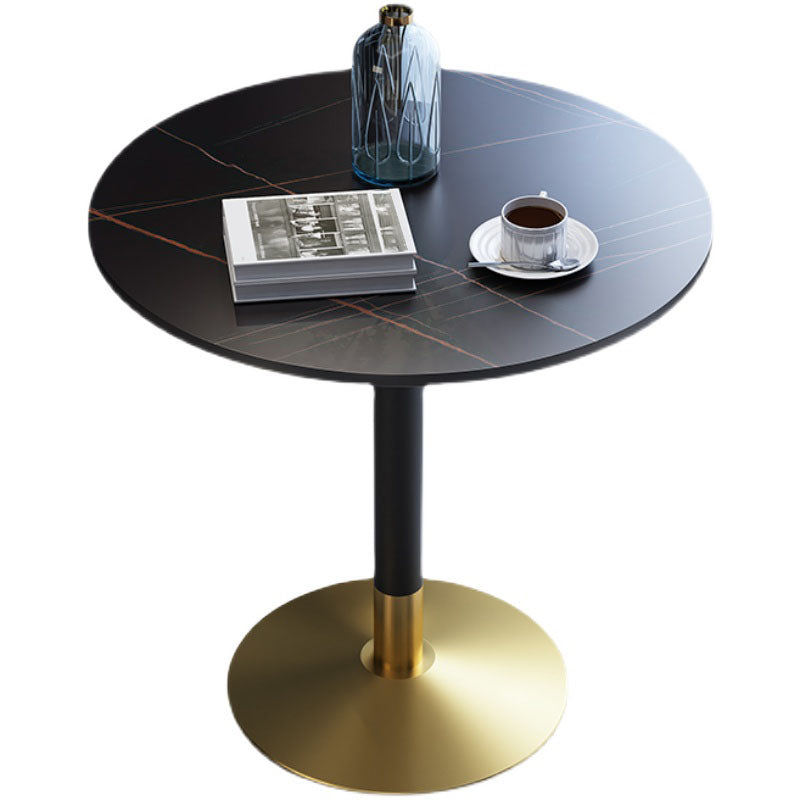 Traditional Luxury Rounded Dining Table Stone and Metal Tulip Dining Table Black Black Gold 27.6"L x 27.6"W x 29.5"H Clearhalo ' dining_table' 'Dining Tables & Seating' 'Dining Tables' 'furn' 'furn_dining_table' 'Furniture' 'furniture_dining_table' 'Kitchen & Dining Furniture' 'kitchen&dining_furn' 'kitchen' 'kitchen_dining_table' 4665969