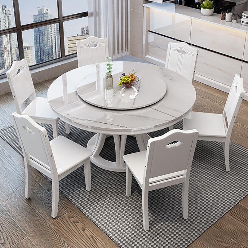 Modern Stone Round Folding Table Solid Wood Pedestal Casual Dining Table White Without Chairs Clearhalo ' dining_table' 'Dining Tables & Seating' 'Dining Tables' 'furn' 'furn_dining_table' 'Furniture' 'furniture_dining_table' 'Kitchen & Dining Furniture' 'kitchen&dining_furn' 'kitchen' 'kitchen_dining_table' 4665992
