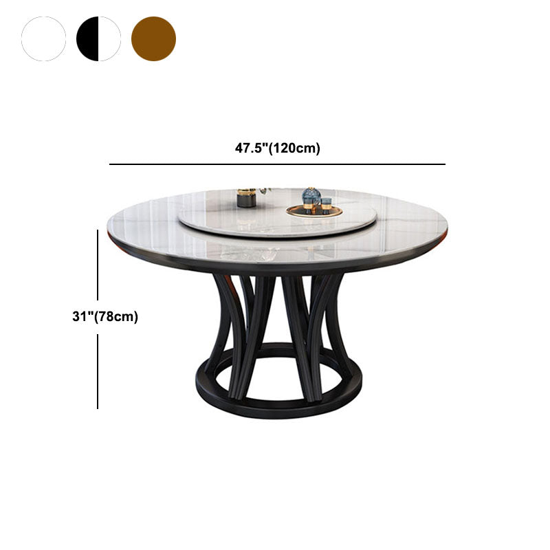 Modern Stone Round Folding Table Solid Wood Pedestal Casual Dining Table Clearhalo ' dining_table' 'Dining Tables & Seating' 'Dining Tables' 'furn' 'furn_dining_table' 'Furniture' 'furniture_dining_table' 'Kitchen & Dining Furniture' 'kitchen&dining_furn' 'kitchen' 'kitchen_dining_table' 4666003