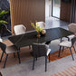 Sintered Stone Table for Restaurant Industrial Rectangle Dining Table Metal Pedestal Black 55.1"L x 31.5"W x 29.5"H Without Chairs Clearhalo ' dining_table' 'Dining Tables & Seating' 'Dining Tables' 'furn' 'furn_dining_table' 'Furniture' 'furniture_dining_table' 'Kitchen & Dining Furniture' 'kitchen&dining_furn' 'kitchen' 'kitchen_dining_table' 4666008