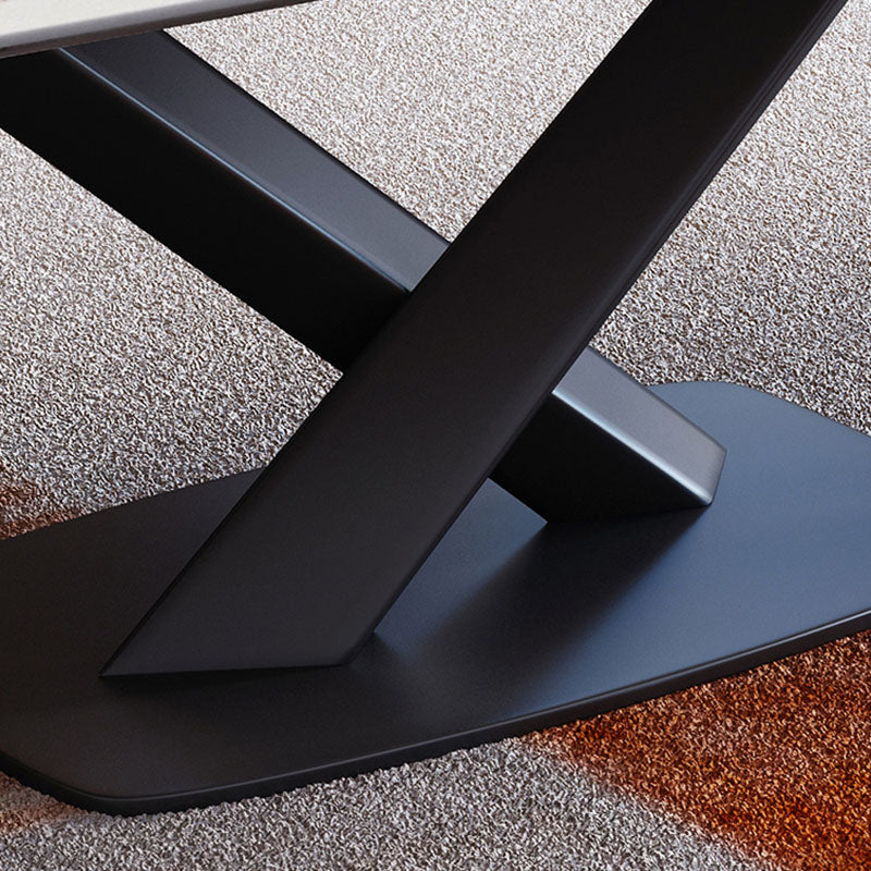 Sintered Stone Table for Restaurant Industrial Rectangle Dining Table Metal Pedestal Clearhalo ' dining_table' 'Dining Tables & Seating' 'Dining Tables' 'furn' 'furn_dining_table' 'Furniture' 'furniture_dining_table' 'Kitchen & Dining Furniture' 'kitchen&dining_furn' 'kitchen' 'kitchen_dining_table' 4666014