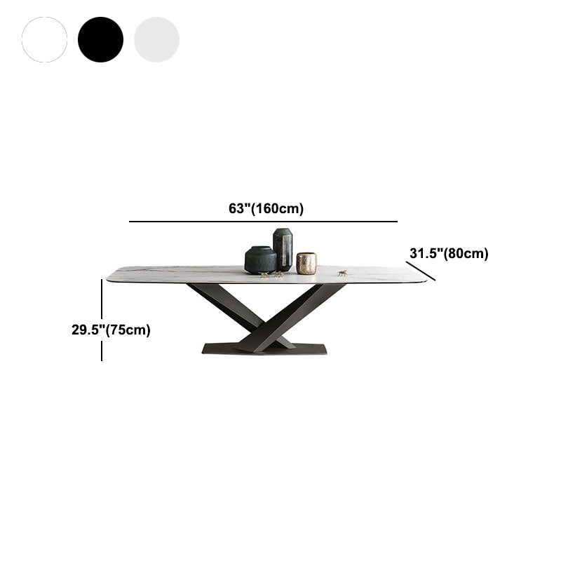 Sintered Stone Table for Restaurant Industrial Rectangle Dining Table Metal Pedestal Clearhalo ' dining_table' 'Dining Tables & Seating' 'Dining Tables' 'furn' 'furn_dining_table' 'Furniture' 'furniture_dining_table' 'Kitchen & Dining Furniture' 'kitchen&dining_furn' 'kitchen' 'kitchen_dining_table' 4666021