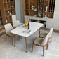 Contemporary Modern Rectangle Stone Table 4 Legs Home Kitchen Dinner Table White 70.9"L x 35.4"W x 29.5"H Without Chairs Clearhalo ' dining_table' 'Dining Tables & Seating' 'Dining Tables' 'furn' 'furn_dining_table' 'Furniture' 'furniture_dining_table' 'Kitchen & Dining Furniture' 'kitchen&dining_furn' 'kitchen' 'kitchen_dining_table' 4666023