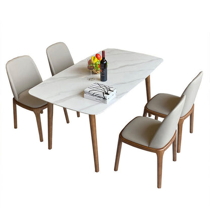Contemporary Modern Rectangle Stone Table 4 Legs Home Kitchen Dinner Table White Without Chairs Clearhalo ' dining_table' 'Dining Tables & Seating' 'Dining Tables' 'furn' 'furn_dining_table' 'Furniture' 'furniture_dining_table' 'Kitchen & Dining Furniture' 'kitchen&dining_furn' 'kitchen' 'kitchen_dining_table' 4666026