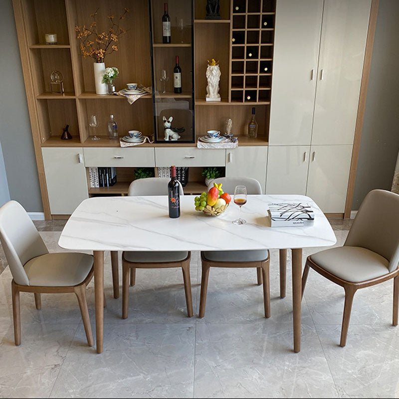 Contemporary Modern Rectangle Stone Table 4 Legs Home Kitchen Dinner Table Clearhalo ' dining_table' 'Dining Tables & Seating' 'Dining Tables' 'furn' 'furn_dining_table' 'Furniture' 'furniture_dining_table' 'Kitchen & Dining Furniture' 'kitchen&dining_furn' 'kitchen' 'kitchen_dining_table' 4666032