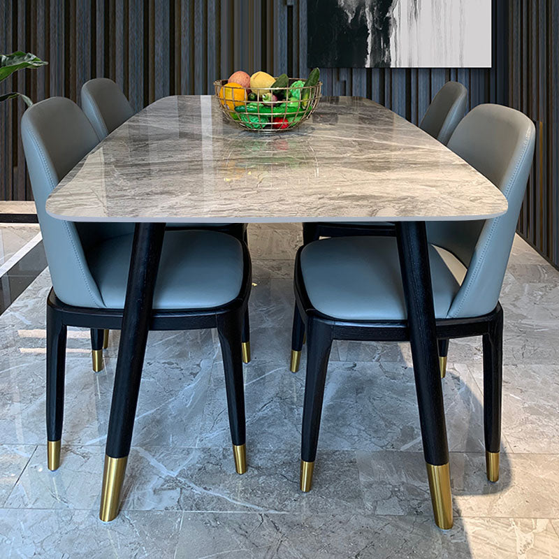 Rectangle Sintered Stone Table for Restaurant Industrial Dining Table with 4 Legs Gray 55.1"L x 31.5"W x 29.5"H Without Chairs Clearhalo ' dining_table' 'Dining Tables & Seating' 'Dining Tables' 'furn' 'furn_dining_table' 'Furniture' 'furniture_dining_table' 'Kitchen & Dining Furniture' 'kitchen&dining_furn' 'kitchen' 'kitchen_dining_table' 4666040