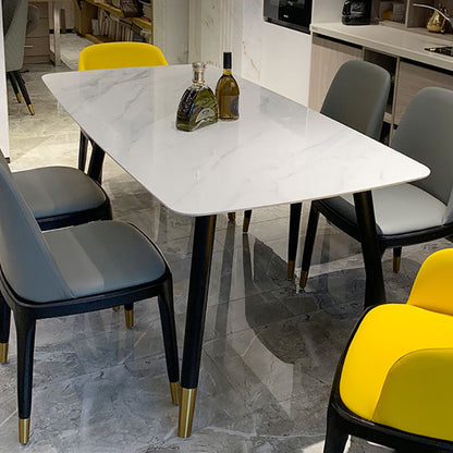 Rectangle Sintered Stone Table for Restaurant Industrial Dining Table with 4 Legs White Without Chairs Clearhalo ' dining_table' 'Dining Tables & Seating' 'Dining Tables' 'furn' 'furn_dining_table' 'Furniture' 'furniture_dining_table' 'Kitchen & Dining Furniture' 'kitchen&dining_furn' 'kitchen' 'kitchen_dining_table' 4666043