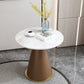 Round Stone Dining Table Modern Living Room Pedestal Casual Dining Table Espresso Wood 27.6"L x 27.6"W x 22"H Without Chairs Clearhalo ' dining_table' 'Dining Tables & Seating' 'Dining Tables' 'furn' 'furn_dining_table' 'Furniture' 'furniture_dining_table' 'Kitchen & Dining Furniture' 'kitchen&dining_furn' 'kitchen' 'kitchen_dining_table' 4666057