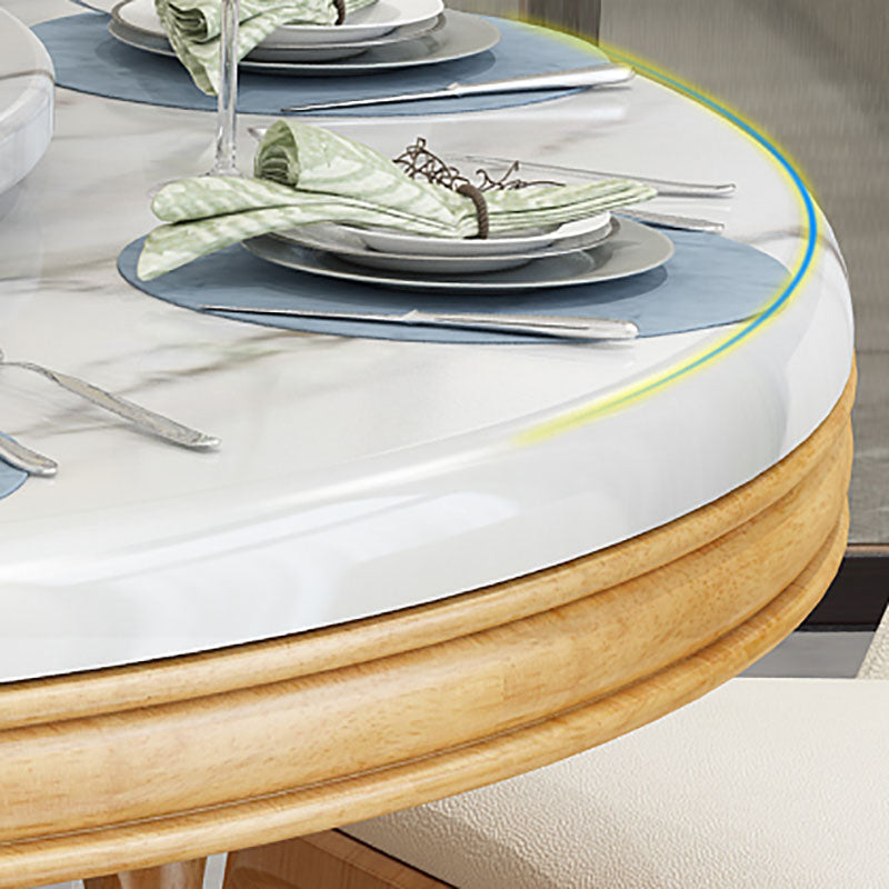 Stone and Solid Wood Dining Table with Pedestal Base Modern Dining Site Table Clearhalo ' dining_table' 'Dining Tables & Seating' 'Dining Tables' 'furn' 'furn_dining_table' 'Furniture' 'furniture_dining_table' 'Kitchen & Dining Furniture' 'kitchen&dining_furn' 'kitchen' 'kitchen_dining_table' 4666091