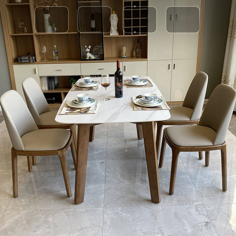 Modern Rectangle Counter Dining Table Solid Wood Legs Dining Room Kitchen Table White 63"L x 35.4"W x 29.5"H Without Chairs Clearhalo ' dining_table' 'Dining Tables & Seating' 'Dining Tables' 'furn' 'furn_dining_table' 'Furniture' 'furniture_dining_table' 'Kitchen & Dining Furniture' 'kitchen&dining_furn' 'kitchen' 'kitchen_dining_table' 4666100