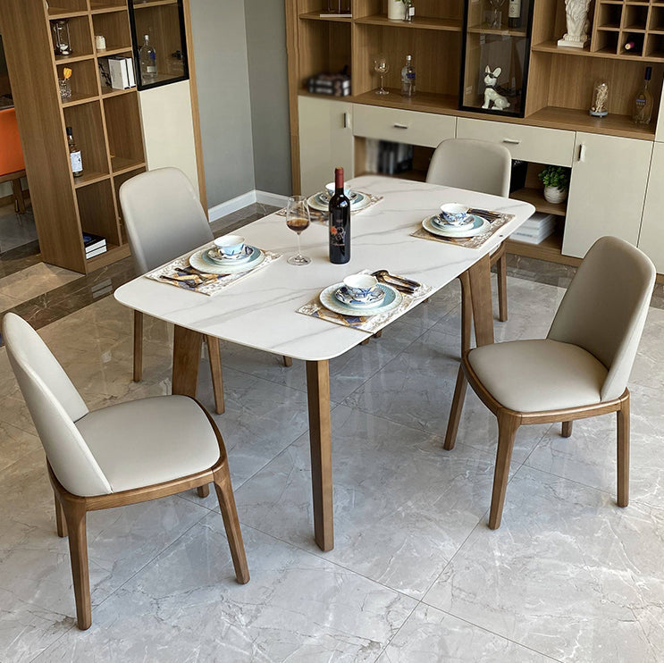Modern Rectangle Counter Dining Table Solid Wood Legs Dining Room Kitchen Table White 47.2"L x 31.5"W x 29.5"H Without Chairs Clearhalo ' dining_table' 'Dining Tables & Seating' 'Dining Tables' 'furn' 'furn_dining_table' 'Furniture' 'furniture_dining_table' 'Kitchen & Dining Furniture' 'kitchen&dining_furn' 'kitchen' 'kitchen_dining_table' 4666101