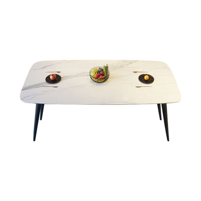 Sintered Stone Top Industrial Table for Restaurant Rectangle Dining Table with 4 Legs White Without Chairs Clearhalo ' dining_table' 'Dining Tables & Seating' 'Dining Tables' 'furn' 'furn_dining_table' 'Furniture' 'furniture_dining_table' 'Kitchen & Dining Furniture' 'kitchen&dining_furn' 'kitchen' 'kitchen_dining_table' 4666118