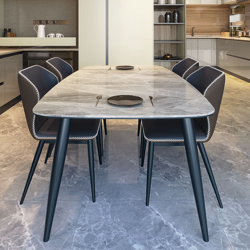 Sintered Stone Top Industrial Table for Restaurant Rectangle Dining Table with 4 Legs Gray 51.2"L x 31.5"W x 29.5"H Without Chairs Clearhalo ' dining_table' 'Dining Tables & Seating' 'Dining Tables' 'furn' 'furn_dining_table' 'Furniture' 'furniture_dining_table' 'Kitchen & Dining Furniture' 'kitchen&dining_furn' 'kitchen' 'kitchen_dining_table' 4666119
