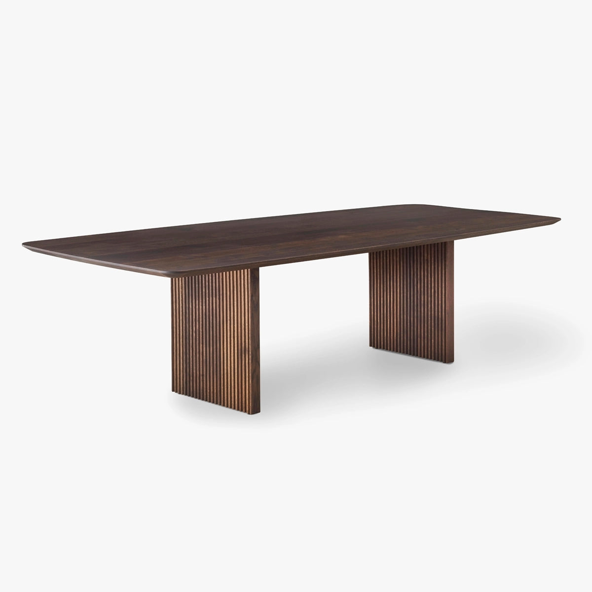 Solid Wood Top Dining Table Rectangle Contemporary Table with Double Pedestal Base Brown Without Chairs Clearhalo ' dining_table' 'Dining Tables & Seating' 'Dining Tables' 'furn' 'furn_dining_table' 'Furniture' 'furniture_dining_table' 'Kitchen & Dining Furniture' 'kitchen&dining_furn' 'kitchen' 'kitchen_dining_table' 4666136