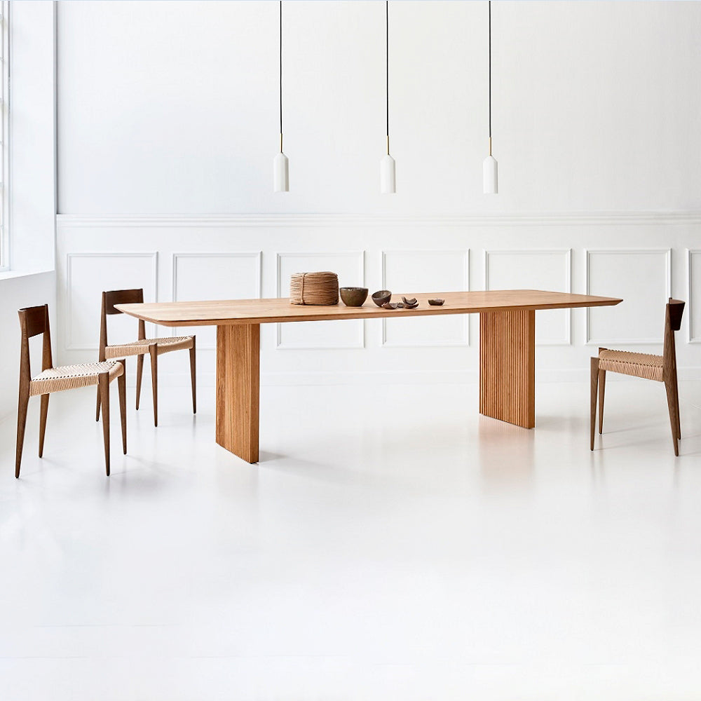 Solid Wood Top Dining Table Rectangle Contemporary Table with Double Pedestal Base Natural 70.9"L x 31.5"W x 29.5"H Without Chairs Clearhalo ' dining_table' 'Dining Tables & Seating' 'Dining Tables' 'furn' 'furn_dining_table' 'Furniture' 'furniture_dining_table' 'Kitchen & Dining Furniture' 'kitchen&dining_furn' 'kitchen' 'kitchen_dining_table' 4666137