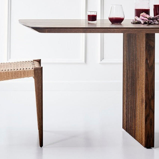 Solid Wood Top Dining Table Rectangle Contemporary Table with Double Pedestal Base Clearhalo ' dining_table' 'Dining Tables & Seating' 'Dining Tables' 'furn' 'furn_dining_table' 'Furniture' 'furniture_dining_table' 'Kitchen & Dining Furniture' 'kitchen&dining_furn' 'kitchen' 'kitchen_dining_table' 4666143