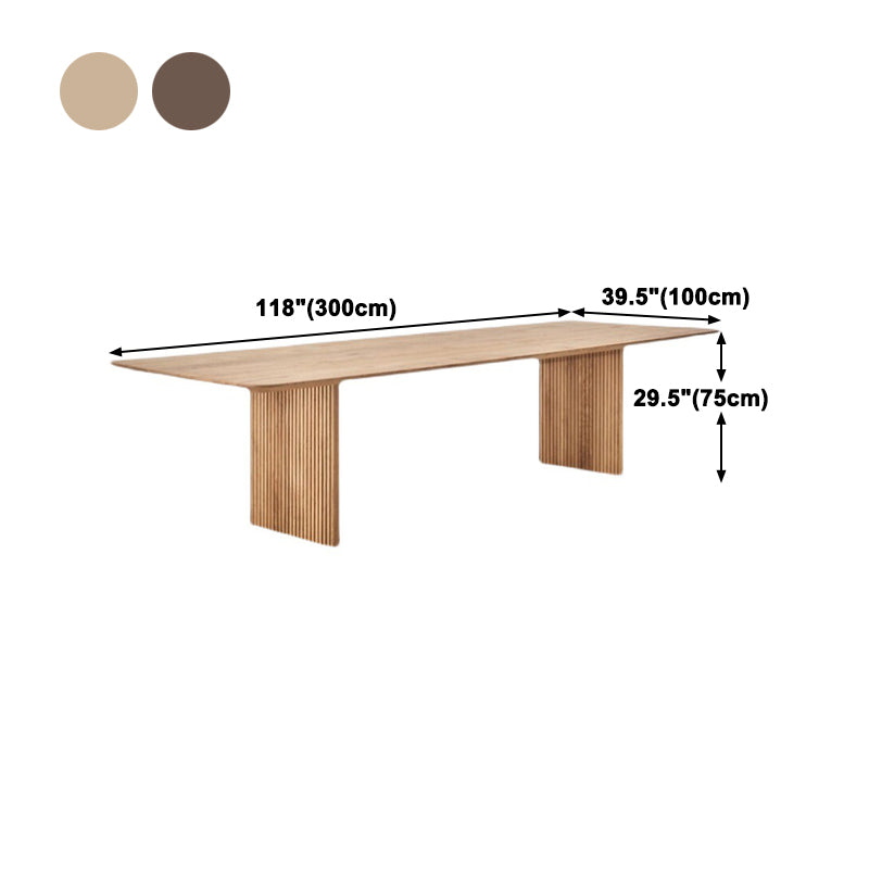 Solid Wood Top Dining Table Rectangle Contemporary Table with Double Pedestal Base Clearhalo ' dining_table' 'Dining Tables & Seating' 'Dining Tables' 'furn' 'furn_dining_table' 'Furniture' 'furniture_dining_table' 'Kitchen & Dining Furniture' 'kitchen&dining_furn' 'kitchen' 'kitchen_dining_table' 4666155