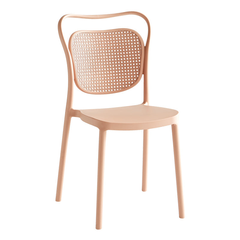 Scandinavian Design Plastic Dining Armless Chairs for Home Open Back Side Chair Pink 1 Piece Clearhalo ' kitchen&dining_furn' 'Dining Chairs' 'Dining Tables & Seating' 'dining_chair' 'furn' 'furn_dining_chair' 'Furniture' 'furniture_dining_chair' 'Kitchen & Dining Furniture' 'kitchen' 4666213