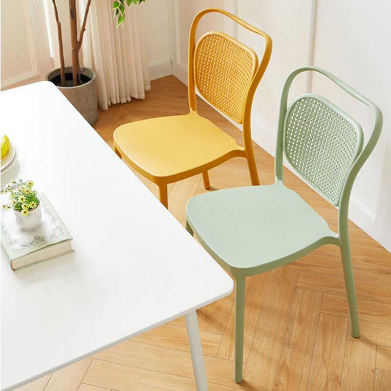 Scandinavian Design Plastic Dining Armless Chairs for Home Open Back Side Chair Clearhalo ' kitchen&dining_furn' 'Dining Chairs' 'Dining Tables & Seating' 'dining_chair' 'furn' 'furn_dining_chair' 'Furniture' 'furniture_dining_chair' 'Kitchen & Dining Furniture' 'kitchen' 4666214