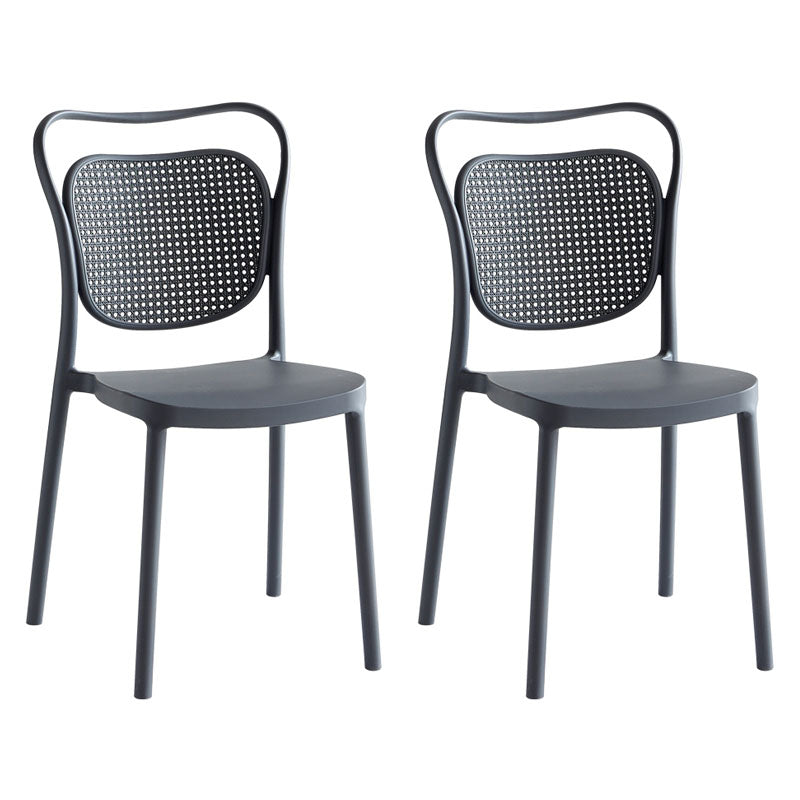 Scandinavian Design Plastic Dining Armless Chairs for Home Open Back Side Chair Grey 2 Piece Set Clearhalo ' kitchen&dining_furn' 'Dining Chairs' 'Dining Tables & Seating' 'dining_chair' 'furn' 'furn_dining_chair' 'Furniture' 'furniture_dining_chair' 'Kitchen & Dining Furniture' 'kitchen' 4666221