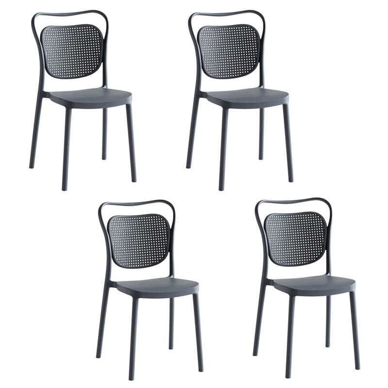 Scandinavian Design Plastic Dining Armless Chairs for Home Open Back Side Chair Grey 4 Piece Set Clearhalo ' kitchen&dining_furn' 'Dining Chairs' 'Dining Tables & Seating' 'dining_chair' 'furn' 'furn_dining_chair' 'Furniture' 'furniture_dining_chair' 'Kitchen & Dining Furniture' 'kitchen' 4666223