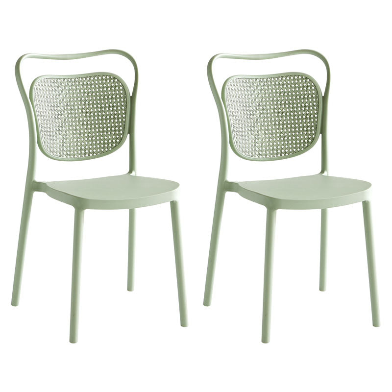 Scandinavian Design Plastic Dining Armless Chairs for Home Open Back Side Chair Green 2 Piece Set Clearhalo ' kitchen&dining_furn' 'Dining Chairs' 'Dining Tables & Seating' 'dining_chair' 'furn' 'furn_dining_chair' 'Furniture' 'furniture_dining_chair' 'Kitchen & Dining Furniture' 'kitchen' 4666232