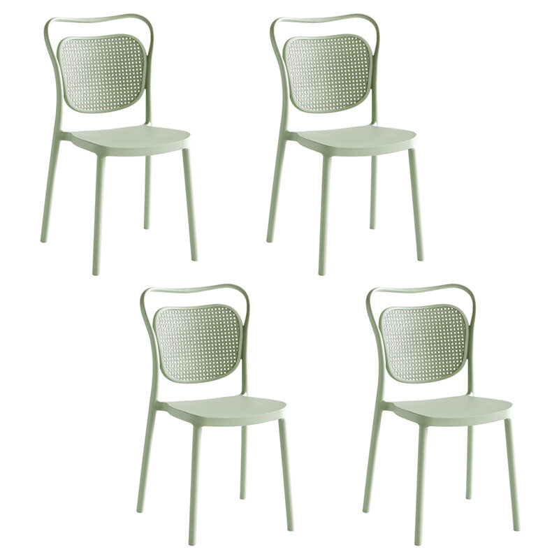 Scandinavian Design Plastic Dining Armless Chairs for Home Open Back Side Chair Green 4 Piece Set Clearhalo ' kitchen&dining_furn' 'Dining Chairs' 'Dining Tables & Seating' 'dining_chair' 'furn' 'furn_dining_chair' 'Furniture' 'furniture_dining_chair' 'Kitchen & Dining Furniture' 'kitchen' 4666235