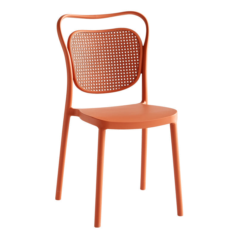 Scandinavian Design Plastic Dining Armless Chairs for Home Open Back Side Chair Red 1 Piece Clearhalo ' kitchen&dining_furn' 'Dining Chairs' 'Dining Tables & Seating' 'dining_chair' 'furn' 'furn_dining_chair' 'Furniture' 'furniture_dining_chair' 'Kitchen & Dining Furniture' 'kitchen' 4666236