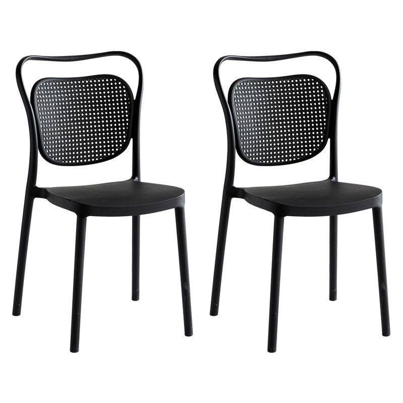 Scandinavian Design Plastic Dining Armless Chairs for Home Open Back Side Chair Black 2 Piece Set Clearhalo ' kitchen&dining_furn' 'Dining Chairs' 'Dining Tables & Seating' 'dining_chair' 'furn' 'furn_dining_chair' 'Furniture' 'furniture_dining_chair' 'Kitchen & Dining Furniture' 'kitchen' 4666241