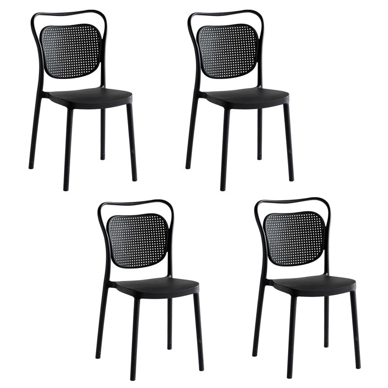 Scandinavian Design Plastic Dining Armless Chairs for Home Open Back Side Chair Black 4 Piece Set Clearhalo ' kitchen&dining_furn' 'Dining Chairs' 'Dining Tables & Seating' 'dining_chair' 'furn' 'furn_dining_chair' 'Furniture' 'furniture_dining_chair' 'Kitchen & Dining Furniture' 'kitchen' 4666242