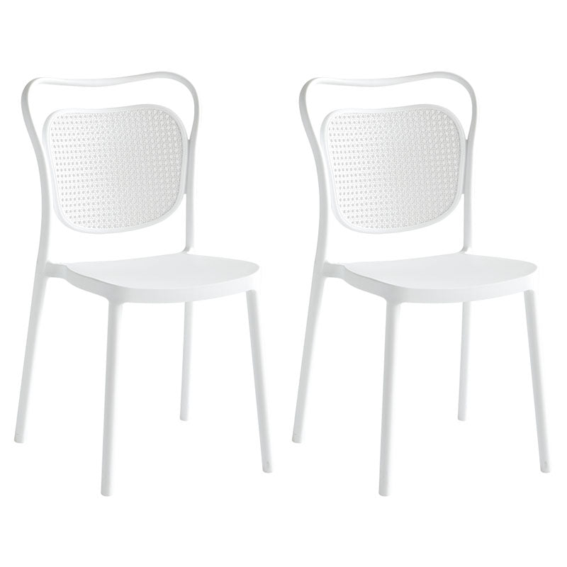Scandinavian Design Plastic Dining Armless Chairs for Home Open Back Side Chair White 2 Piece Set Clearhalo ' kitchen&dining_furn' 'Dining Chairs' 'Dining Tables & Seating' 'dining_chair' 'furn' 'furn_dining_chair' 'Furniture' 'furniture_dining_chair' 'Kitchen & Dining Furniture' 'kitchen' 4666244