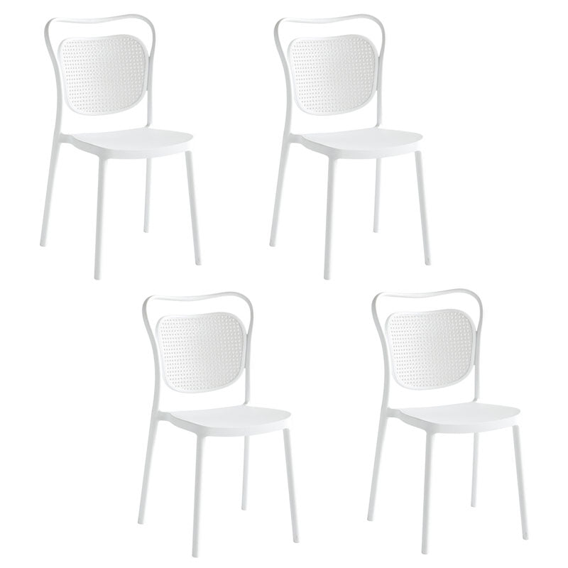 Scandinavian Design Plastic Dining Armless Chairs for Home Open Back Side Chair White 4 Piece Set Clearhalo ' kitchen&dining_furn' 'Dining Chairs' 'Dining Tables & Seating' 'dining_chair' 'furn' 'furn_dining_chair' 'Furniture' 'furniture_dining_chair' 'Kitchen & Dining Furniture' 'kitchen' 4666245