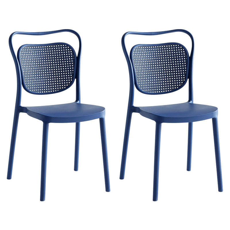 Scandinavian Design Plastic Dining Armless Chairs for Home Open Back Side Chair Blue 2 Piece Set Clearhalo ' kitchen&dining_furn' 'Dining Chairs' 'Dining Tables & Seating' 'dining_chair' 'furn' 'furn_dining_chair' 'Furniture' 'furniture_dining_chair' 'Kitchen & Dining Furniture' 'kitchen' 4666247