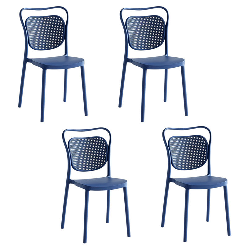 Scandinavian Design Plastic Dining Armless Chairs for Home Open Back Side Chair Blue 4 Piece Set Clearhalo ' kitchen&dining_furn' 'Dining Chairs' 'Dining Tables & Seating' 'dining_chair' 'furn' 'furn_dining_chair' 'Furniture' 'furniture_dining_chair' 'Kitchen & Dining Furniture' 'kitchen' 4666248