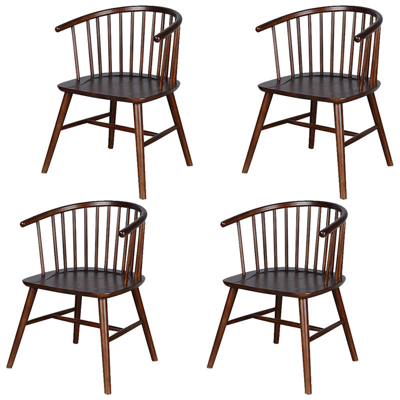 Modern Style Windsor Back Chair Dining Arm Chairs with Wooden Legs for Kitchen Walnut 4 Piece Set Clearhalo ' kitchen&dining_furn' 'Dining Chairs' 'Dining Tables & Seating' 'dining_chair' 'furn' 'furn_dining_chair' 'Furniture' 'furniture_dining_chair' 'Kitchen & Dining Furniture' 'kitchen' 4666272