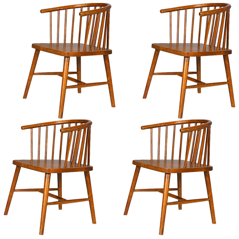 Modern Style Windsor Back Chair Dining Arm Chairs with Wooden Legs for Kitchen Dark Brown 4 Piece Set Clearhalo ' kitchen&dining_furn' 'Dining Chairs' 'Dining Tables & Seating' 'dining_chair' 'furn' 'furn_dining_chair' 'Furniture' 'furniture_dining_chair' 'Kitchen & Dining Furniture' 'kitchen' 4666279