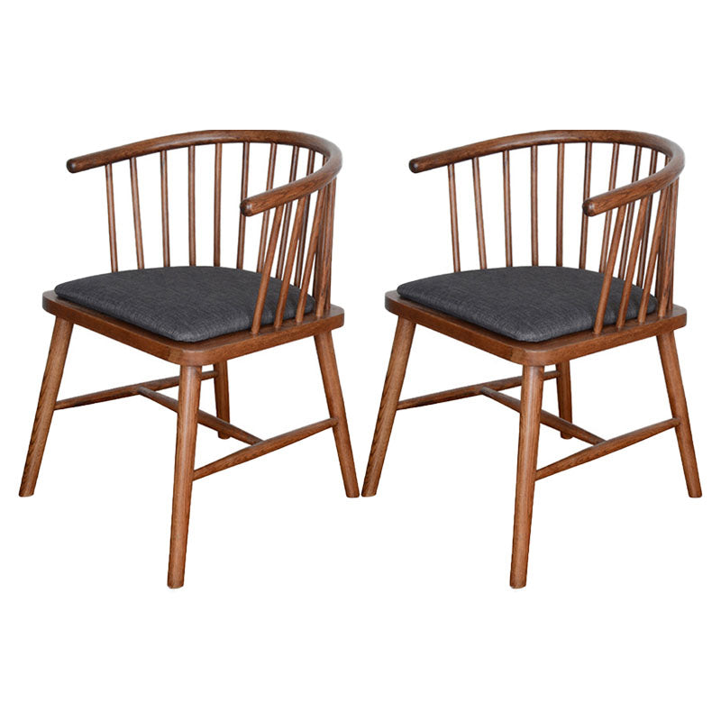 Modern Style Windsor Back Chair Dining Arm Chairs with Wooden Legs for Kitchen Dark Gray 2 Piece Set Clearhalo ' kitchen&dining_furn' 'Dining Chairs' 'Dining Tables & Seating' 'dining_chair' 'furn' 'furn_dining_chair' 'Furniture' 'furniture_dining_chair' 'Kitchen & Dining Furniture' 'kitchen' 4666293
