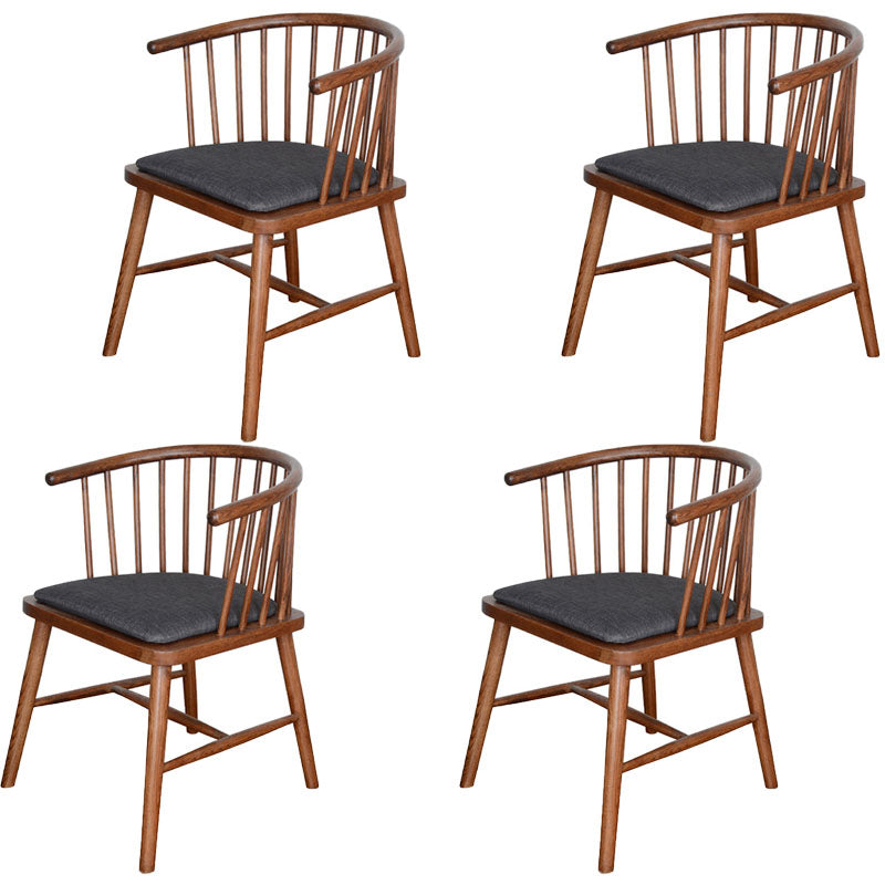 Modern Style Windsor Back Chair Dining Arm Chairs with Wooden Legs for Kitchen Dark Gray 4 Piece Set Clearhalo ' kitchen&dining_furn' 'Dining Chairs' 'Dining Tables & Seating' 'dining_chair' 'furn' 'furn_dining_chair' 'Furniture' 'furniture_dining_chair' 'Kitchen & Dining Furniture' 'kitchen' 4666294