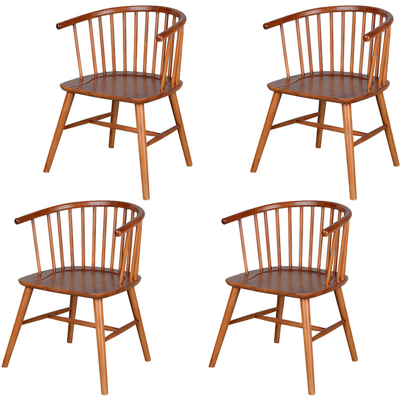 Modern Style Windsor Back Chair Dining Arm Chairs with Wooden Legs for Kitchen Brown 4 Piece Set Clearhalo ' kitchen&dining_furn' 'Dining Chairs' 'Dining Tables & Seating' 'dining_chair' 'furn' 'furn_dining_chair' 'Furniture' 'furniture_dining_chair' 'Kitchen & Dining Furniture' 'kitchen' 4666297