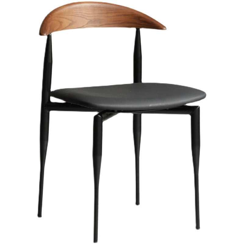 Industrial Style Leather Dining Side Chair Open Back Dining Side Chair Black 1 Piece Clearhalo ' kitchen&dining_furn' 'Dining Chairs' 'Dining Tables & Seating' 'dining_chair' 'furn' 'furn_dining_chair' 'Furniture' 'furniture_dining_chair' 'Kitchen & Dining Furniture' 'kitchen' 4666309